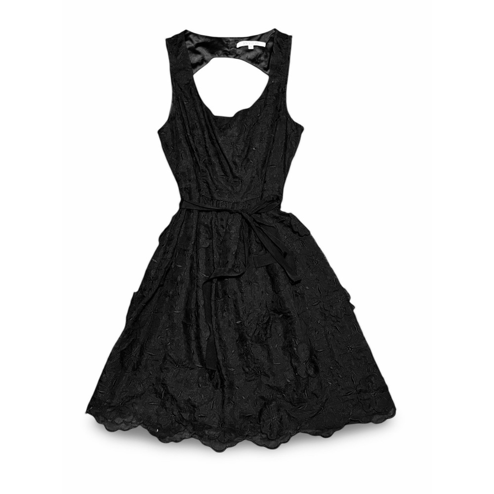 Review Black Lace Fit & Flare Dress Size 10AU 8US Sleeveless Cutout Floral